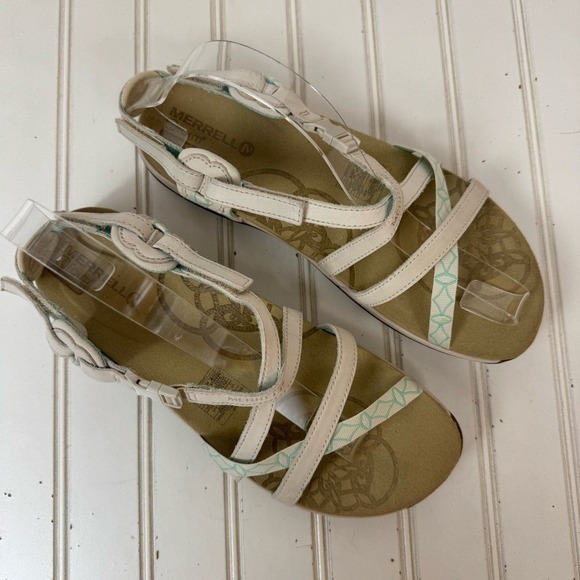 Merrell‎ Jacardia Sandal Women's 9 Ivory Q form Air Cushion Buckle Strappy READ - Picture 2 of 12